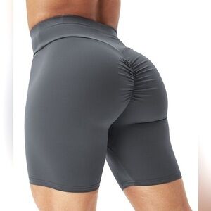 High-Waisted Gray Women's Shorts scrunch #66879